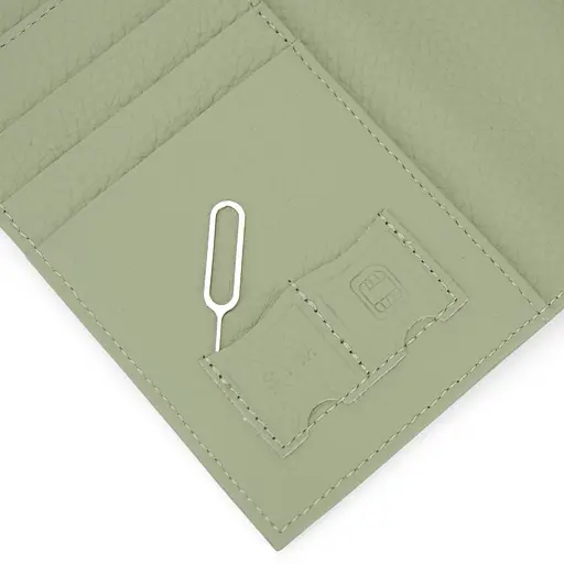 Обложка на паспорт 3459 кожаная с карманом для денег светло-зеленая - фото 4