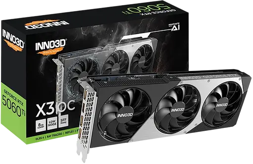 Відеокарта GeForce RTX5060 Ti 8GB Inno3D X3 OC (N506T3-08D7X-193075L)