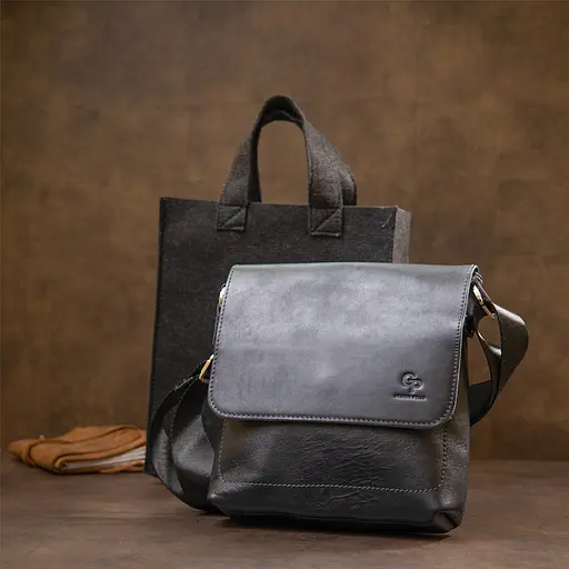 Чоловіча шкіряна сумка GRANDE PELLE 24х24х6 см sum0015576 - фото 10