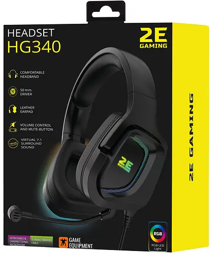 Ігрова гарнітура 2E GAMING HG340 RGB USB 7.1 Black (2E-HG340BK-7.1) - фото 9