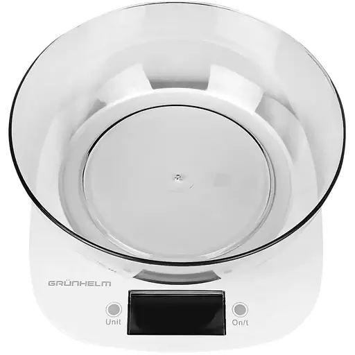 Ваги кухонні Grunhelm KES-1PW з чашою максимальна вага 5 кг білі (136007)