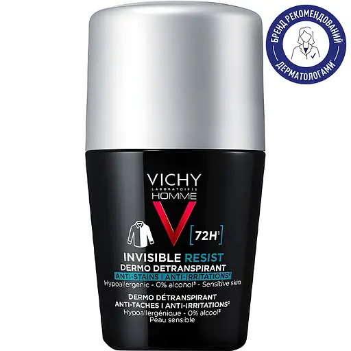 Кульковий дезодорант-антиперспірант Vichy Homme Invisible Resist 72 години захисту 50 мл - фото 2