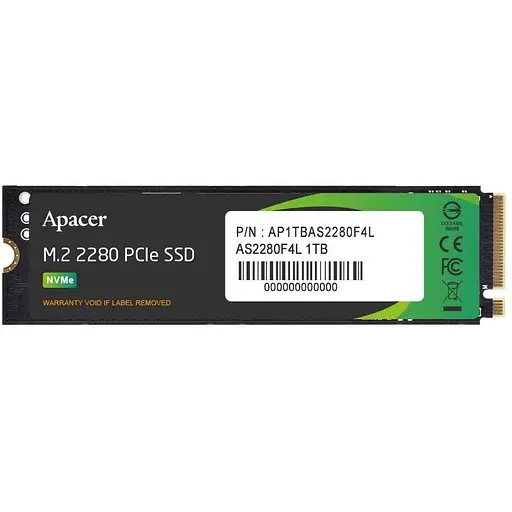 Твердотільний накопичувач SSD 1Tb Apacer AS2280F4L PCI-E 5.0 x4 M.2 2280 3D TLC 10400/8600 МБ/с (AP1TBAS2280F4L-1) - фото 1