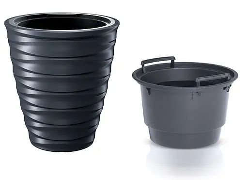 Цветочный горшок Prosperplast Freze круглый с вкладышем антрацит 300 x 320 мм (61383-433) - фото 2
