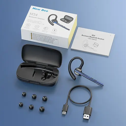 Bluetooth гарнитура New Bee M54 Black с шумоподавлением для телефонных разговоров и прослушивания музыки - фото 3