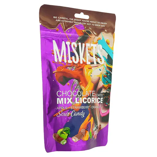 Лакрица Miskets со вкусом клубники, яблоки, апельсина в молочном шоколаде 120 г - фото 2