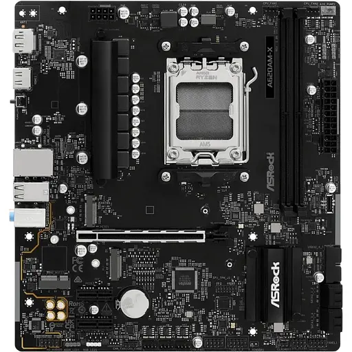 Материнская плата ASRock A620AM-X (AM5/A620A, 2xDDR5, PCIex16, DP/HDMI, 4xSATA, 2xM.2, 2.5GLan, 8ch, mATX)