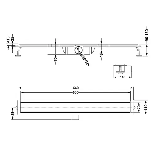 Душевой канал Qtap Taurus FA600 из нержавеющей стали и с сухим затвором - фото 2