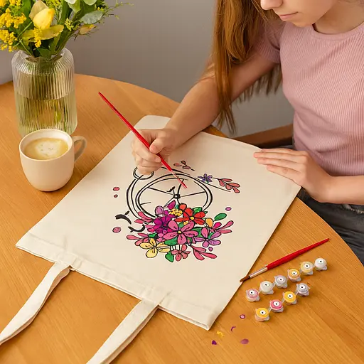 Набір екосумка-розмальовка „Квітковий велосипед“ бавовна 220 г/м2 38х42см ROSA Talent [CD]