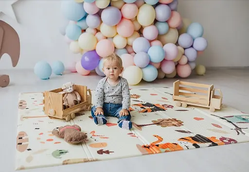 Уцінка. Дитячий двосторонній складаний килимок Poppet Тигреня в лісі і Молочна ферма, 150х180 см (PP001-150) - фото 9