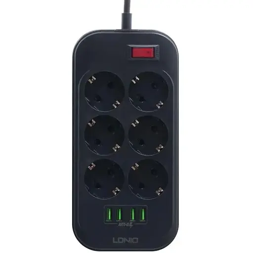 Сетевой удлинитель LDNIO SE6403 4USB и 6 розеток - фото 1