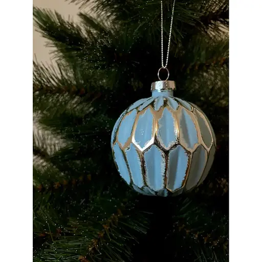 Ялинкова кулька Chomik скляна соти рельєф 8 см блакитна (5900779842410_3) - фото 2