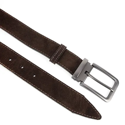 Ремень мужской замшевый со строчкой НС-3423 (120 см)  коричневый - фото 2