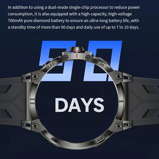 Розумний наручний спортивний годинник Smart Stalker Max з компасом (Чорний) - фото 6