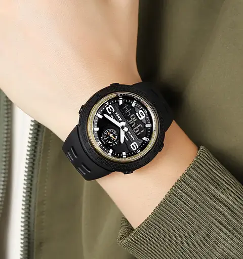 Чоловічий спортивний годинник Skmei 1655 (Чорний із золотом) - фото 5