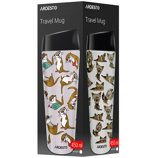 Термокружка Ardesto Coffee Time Yorkie нержавеющая сталь 450 мл бежевый (AR2645YT) - фото 4