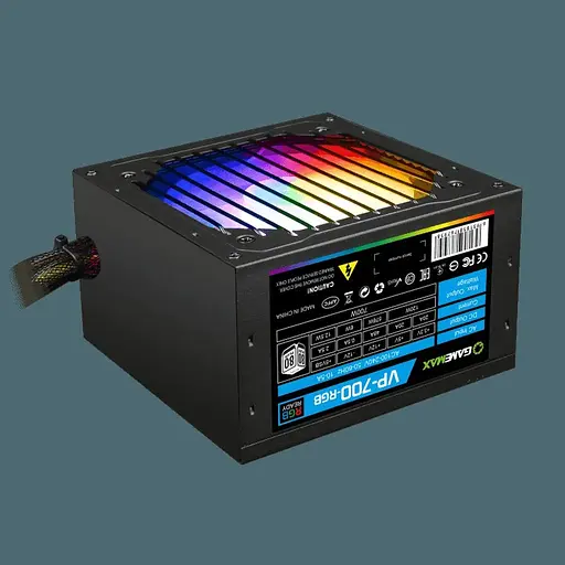 Блок питания 700 Вт, GameMax VP-700 RGB, Black, 80+ Bronze, Active PFC, 12 см, 3xMolex/5xSATA/2x2+6-pin/1x4+4-pin/1x20+4-pin, защита OVP/UVP/OCP/OLP/OPP