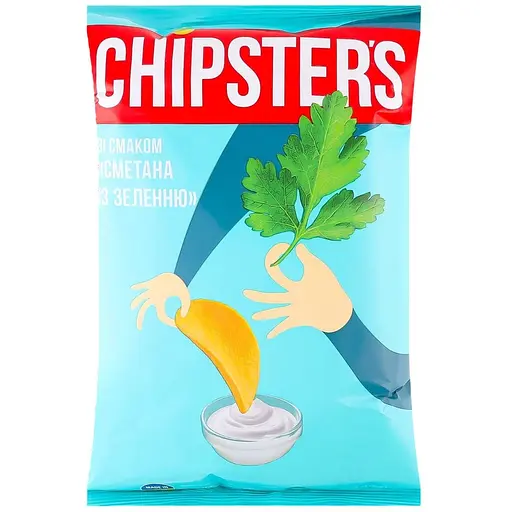 Набір чипсів Chipster's зі смаком бекону + зі смаком сметани та зелені  200 г (2 шт. х 100 г) - фото 3