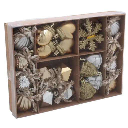 Набор елочных украшений Chomik серебро + шампань 24 шт. (BIK7205)