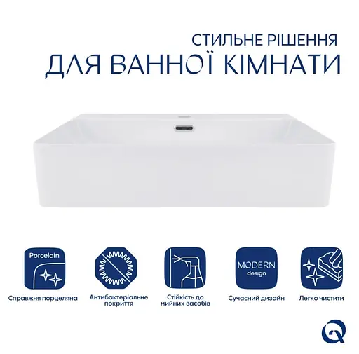 Раковина подвесная Qtap Nando LT 610х420х140 White с донным клапаном QT12112173WN47326 - фото 3
