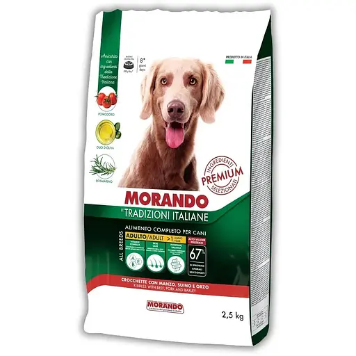 Сухой корм для собак средних и крупных пород Morando Tradizioni с говядиной, свининой и ячменем 2.5 кг