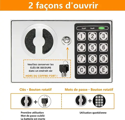 Сталевий сейф Nestling® Safe 4,6 літри з електронним замком та 2 ключами - фото 4