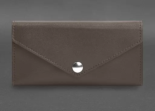 Кожаный клатч (портмоне) на кнопке 5.0 Темно-бежевый - фото 1