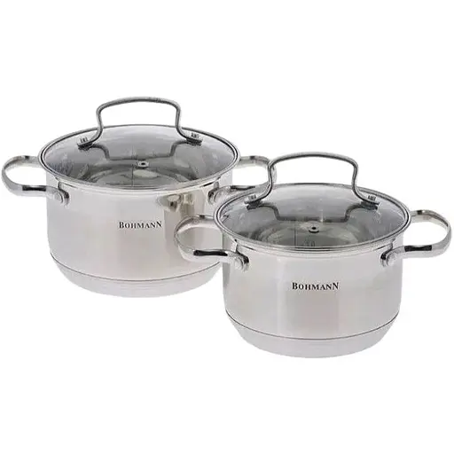 Універсальний набір каструль з кришками Bohmann BH-1902 2 каструлі з нержавіючої сталі - фото 1
