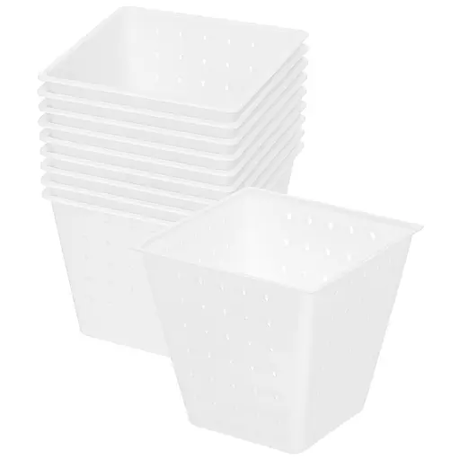 Комплект з 10 форм для виготовлення м'яких, вершкових, розсольних та сирів з пліснявою «Пірамідка» 0.4 л (фета, бринза, брі), Kitchette Білий 87897 - фото 1