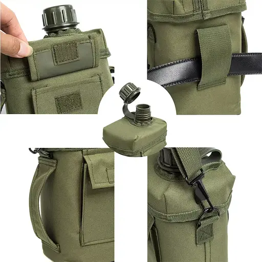 Тактическая фляга для воды 2 л с чехлом Зеленая - фото 2