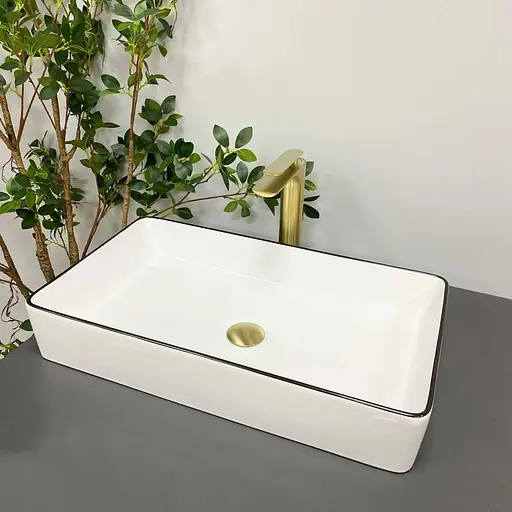 Умивальник VBI Triest white black Edge накладний VBI-012710, Білий - фото 1