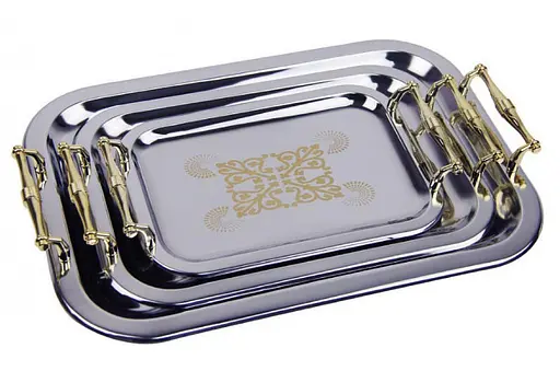 Універсальний набір хромованих підносів Bohmann BH 6934 3 предмети Орнамент - фото 1