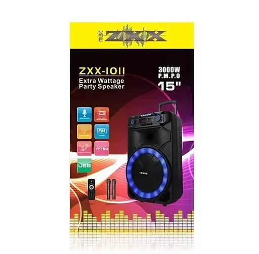 Портативная колонка ZPX ZXX-1011 с 2 микрофонами и пультом Акустическая система 800Вт RGB подсветка Черный - фото 8