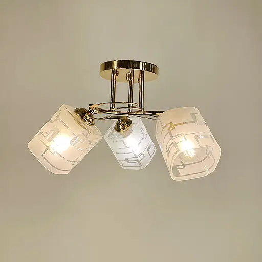 Люстра в золотому корпусі на 3 квадратних плафони | Line F | Арт. 6671/3 B GD - фото 3