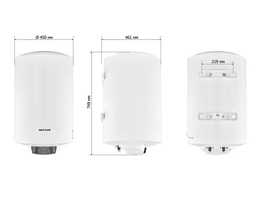Водонагреватель "Цилиндр" Mixxus EWH-08080 Round Dry накопительный 80 л сухой тэн 2 kW WH0609 - фото 2