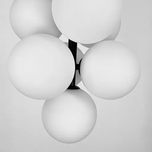 Подвесной светильник с белыми плафонами на черном основании | Line F | Арт. S28G/10 BK+WT - фото 7