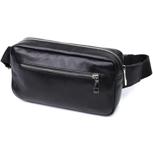 Прямокутна сумка-бананка для чоловіків із натуральної глянсової шкіри SHVIGEL 21х11х5,5 см sum0027510 - фото 1