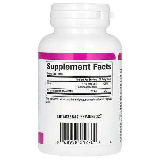 Вітаміни та мінерали Natural Factors Folic Acid 1000 mcg, 90 таблеток - фото 2