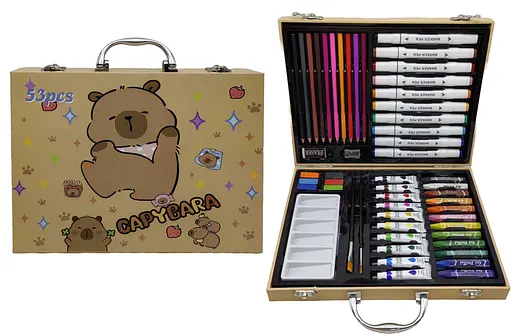 Набор для рисования Капибара в чемодане, 29x23x5 см, 53 предмета, 53-1