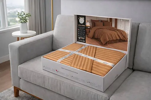 Комплект постельного белья полуторный 160х220 сатин коричневый TC303376194 - фото 2