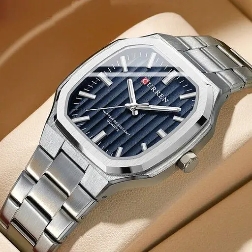 Часы мужские наручные Curren Quadro (Серебристые) - фото 2