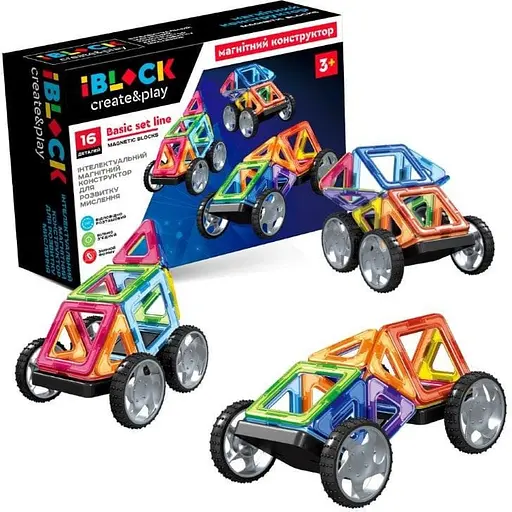 Детский магнитный конструктор iBlock PL-923-527 16 деталей - фото 1