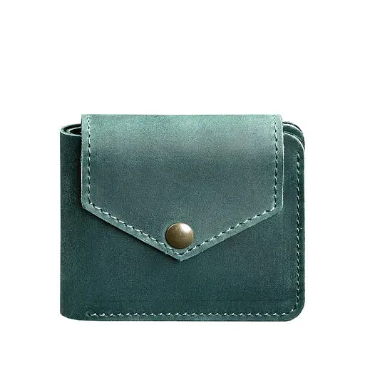 Шкіряне портмоне 4.2 на кнопці зелене Crazy Horse - фото 7
