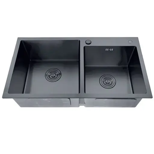 Кухонна мийка з нержавіючої сталі Zerix ZH7843D-215 Nano-Black MX1594, Графит - фото 1