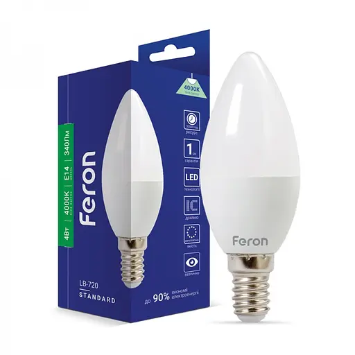 Лампа светодиодная Feron LB-720 C37 230V 4 Вт E14 4000K (25644)