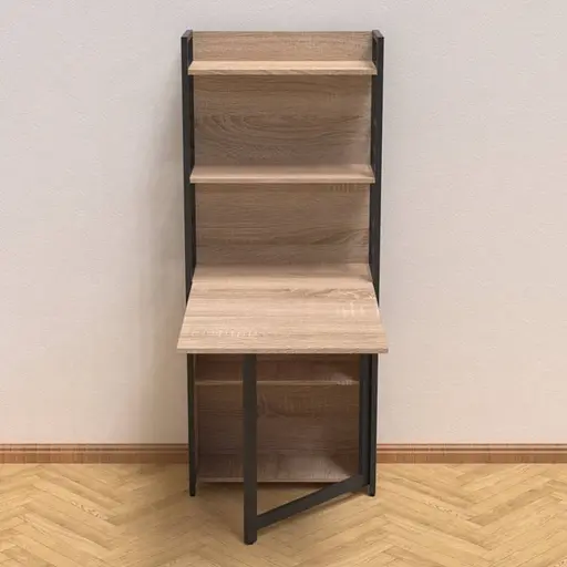 Стол книга с этажеркой Практик 2 Ferrum-decor 1555x640x990 Черный металл ДСП Дуб Сонома 16 мм (FRD-104628)