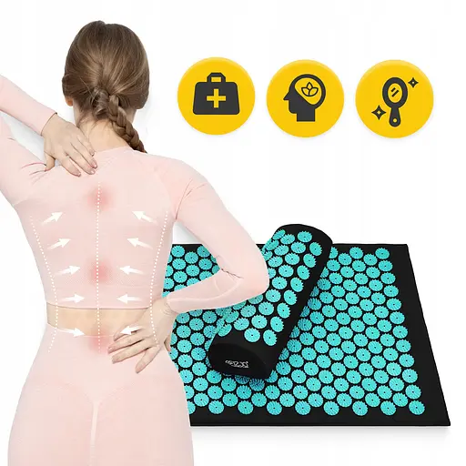 Коврик акупунктурный с валиком 4FIZJO Classic Mat Аппликатор Кузнецова Black/Blue (P-5905973402385) - фото 4