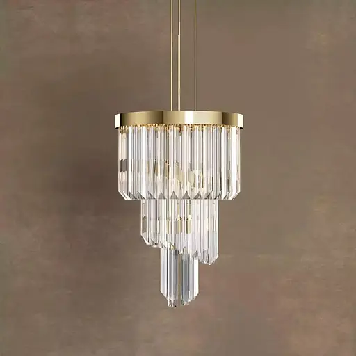 Підвісний світильник у латунному корпусі з кришталевими підвісками Ø 26 см | Line F | Арт. MJ332-260 AB+CL - фото 1