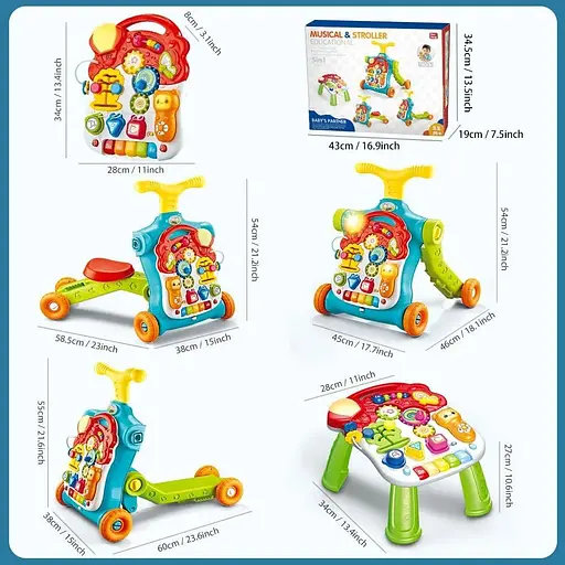 Навчальні ходунки для малюків 5 в 1 Baby Walker Sit-to-Stand - фото 6
