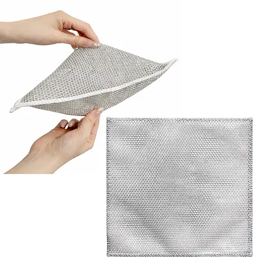 Серветка двошарова багаторазова металева з абразивною сіткою для посуду, скла та меблів 25х25 см Сірий 88108 - фото 1